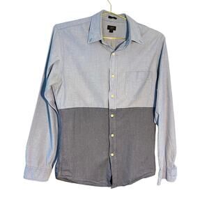 J Crew Slim Fit Men's Oxford Two Tone Denim Blue Button Down Medium